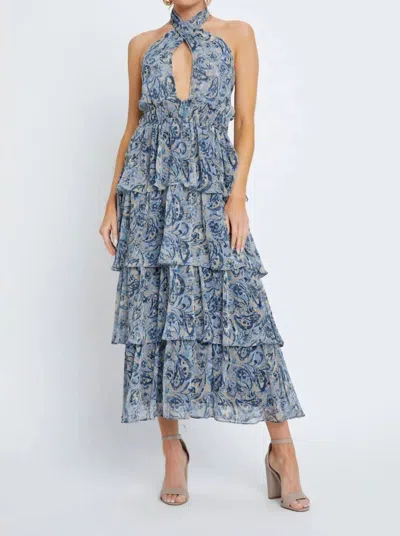 Meet Me In Santorini Lulua Maxi Dress In Blue Tempera In Multi