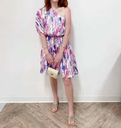 Meet Me In Santorini Malani One Shoulder Printed Mini Dress In Violet Print In Multi