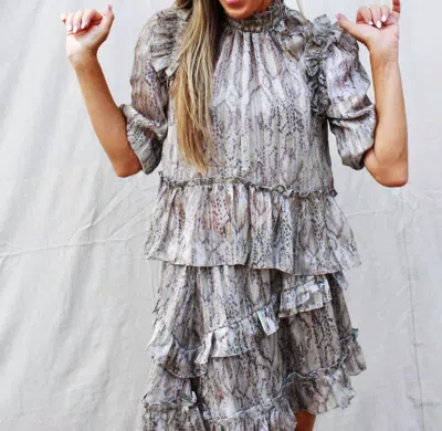 Meet Me In Santorini Mallory Long Sleeve Snake Print Top In Slither