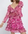 Meet Me In Santorini Puff Sleeve Top Set Tiered Skirt In Magenta Gold In Multi