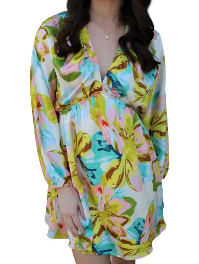 Meet Me In Santorini Santorini Sunset Bloom Dress In Yellow Multi