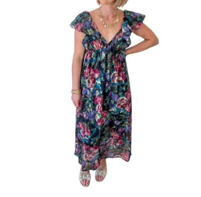 Meet Me In Santorini Secret Garden Maxi Dress In Green Multi
