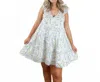 Meet Me In Santorini Short V Neck Dress In Flower Oasis In White