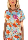 Meet Me In Santorini Spritz Floral Top In Orange Flower In Multi