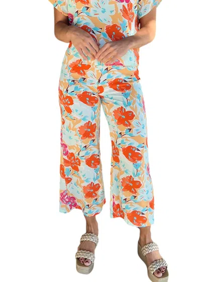 Meet Me In Santorini Spritz Pants In Orange Floral In Multi