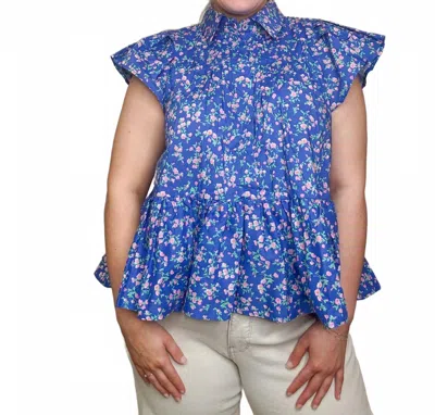 Meet Me In Santorini Women's Blossom Twilight Top In Blue