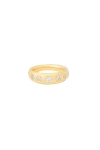 Megaā 7 Stone Pinky Ring In 14k Yellow Gold Plated