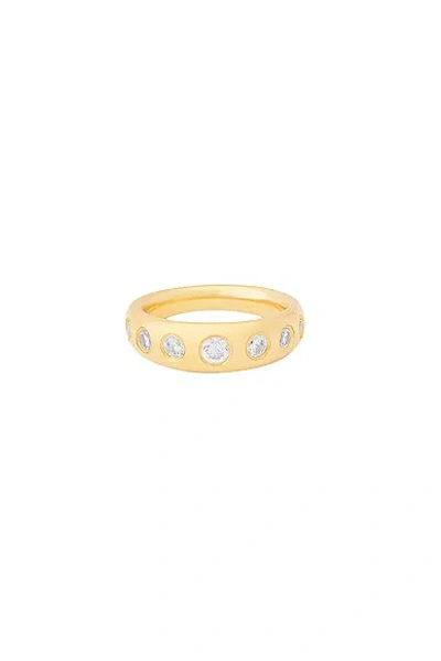 Megaā 7 Stone Pinky Ring In 14k Yellow Gold Plated