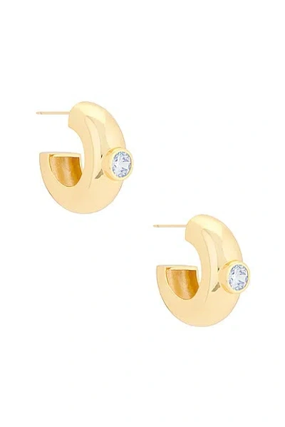 Megaā Large Cz Donut Earring In 14k Yellow Gold Plated