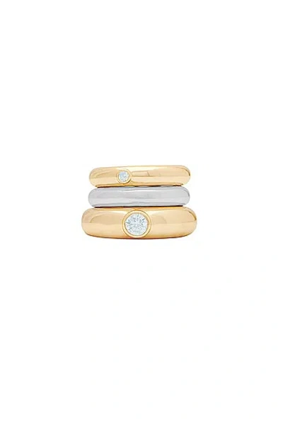 Megaā Zirconia Stacking Donut Ring In 14k Yellow Gold Plated