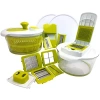 Megachef 10 In 1 Multi-use Salad Spinning Slicer Dicer And Chopper With Interchangeable Blades And Storage Li In Green