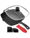 Megachef 10.4in Pre-seasoned Cast Iron Griddle With Tempere