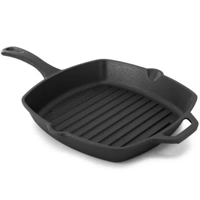 Megachef 11'' Cast Iron Grill Pan / Griddle Set In Black