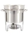 Megachef 11.6 Quart Round Stainless Steel Professional Soup Chafing Dish In Silver In Silver