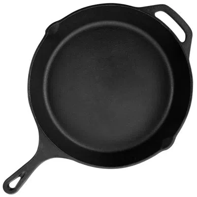 Megachef 12 In Cast Iron Frying Pan With Lid In Black