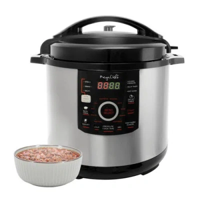 Megachef 12 Quart Steel Digital Pressure Cooker With 15 Presets And Glass Lid In Silver