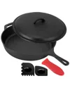 Megachef 12in Pre-seasoned Cast Iron Skillet With Cast Iron