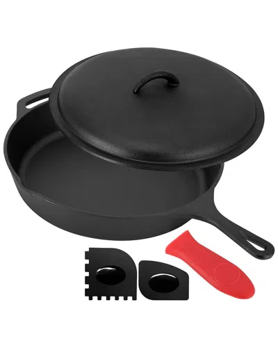 Megachef 12in Pre-seasoned Cast Iron Skillet With Cast Iron Lid