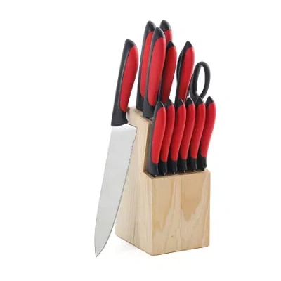 Megachef 14-pc. Knife Block Set In Red