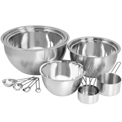 Megachef 14 Piece Stainless Steel Measuring Cup And Spoon Set With Mixing Bowls In Multi