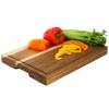 Megachef 15.5 X 12 Inch Acacia Wood 1.5 Inch Thick Carving And Cutting Serving Butcher Board With Ju In Brown