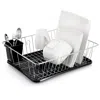 Megachef 16 Inch Chrome Plated And Plastic Counter Top Drying Dish Rack In Black In White