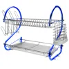 Megachef 16 Inch Two Shelf Iron Wire Dish Rack In Red In Blue