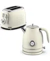 Megachef 1.7 Liter Electric Tea Kettle And 2 Slice Toaster In Cream