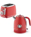 Megachef 1.7 Quart Electric Kettle And 2 Slice Toaster Combo In Red