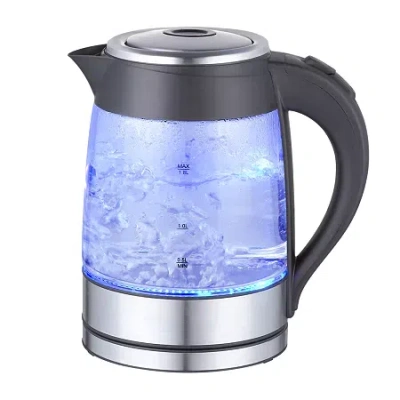 Megachef 1.7 Quart Glass & Stainless Steel Electric Kettle In Silver