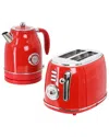 Megachef 1.7l Red Electric Tea Kettle And 2 Slice Toaster C