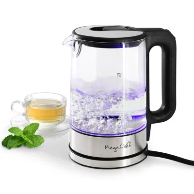 Megachef 1.8 Quart Glass And Stainless Steel Electric Tea Kettle In Multi