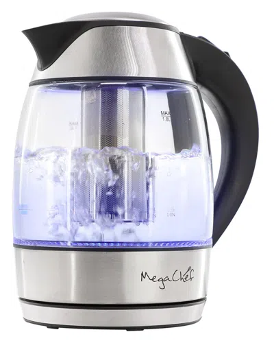 Megachef 1.8l Glass & Stainless Steel Electric Tea Kettle With Tea Infuser