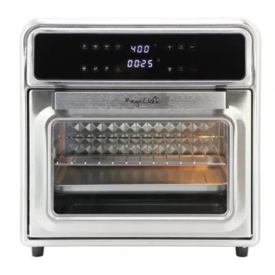 Megachef 21.13 Quart Stainless Steel Digital Electric Multi-function Air Fryer And Counter Top Oven In Silver