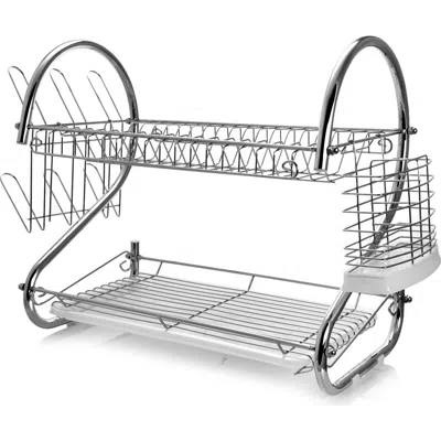 Megachef 22 Inch Two Shelf Dish Rack In Metallic