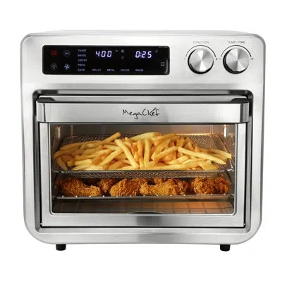 Megachef 25 Liter Digital Electric Multi-function Air Fryer And Counter Top Oven In Stainless Steel