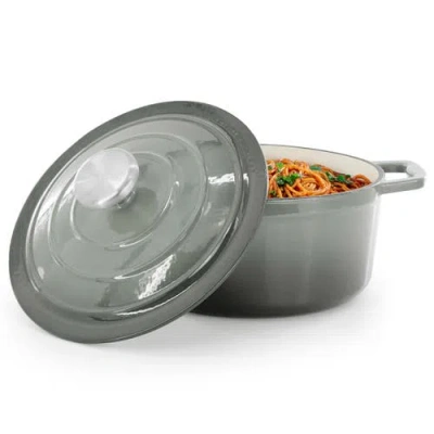 Megachef 2.7 Quart Round Enameled Cast Iron Casserole In Gray