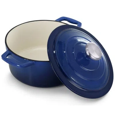 Megachef 2.7 Quart Round Enameled Cast Iron Casserole In Gradient In Dark Blue
