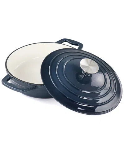 Megachef 2qt Dark Blue Round Enameled Cast Iron Braiser Pan