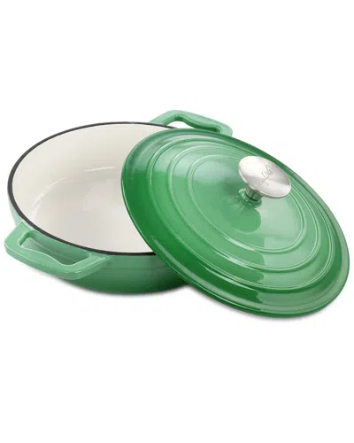 Megachef 2qt Green Round Enameled Cast Iron Braiser Pan