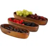 Megachef 3 Piece Acacia Wood Oval Serving Bowls In Brown