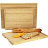 Megachef 3 Piece Wood Cutting, Prep And Serving Boards With Slanted Juice Groove In Brown