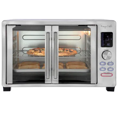 Megachef 31.7 Quart Digital French Door Multi-function Electric Convection Toaster Oven With Rotisserie Set In Silver
