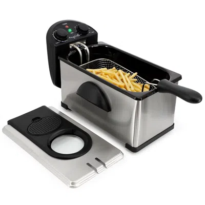 Megachef 3.17 Quart Stainless Steel Electric Deep Fryer With Timer In Multi