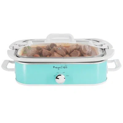Megachef 3.5 Quart Casserole Slow Cooker With 3 Temperature Settings In Teal