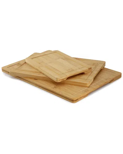 Megachef 3pc Bamboo Wood Cutting Board Set With Juice Grooves In Brown