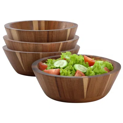 Megachef 4 Piece 6.75 Inch Acacia Wood Salad Bowl Set