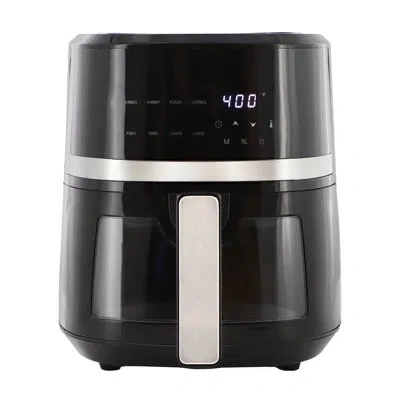 Megachef 4 Quart Digital Led Display Electric Air Fryer With Transparent Window In Black With 125 Piece Paper
