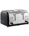 Megachef 4 Slice Stainless Steel Wide Slot Retro Toaster In Black