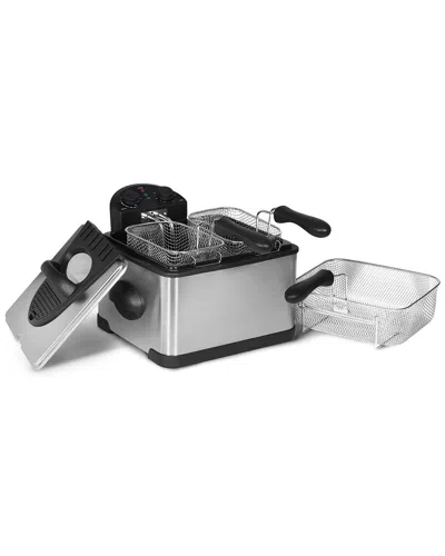 Megachef 4.23 Quart Stainless Steel Electric Deep Fryer With Timer In Silver